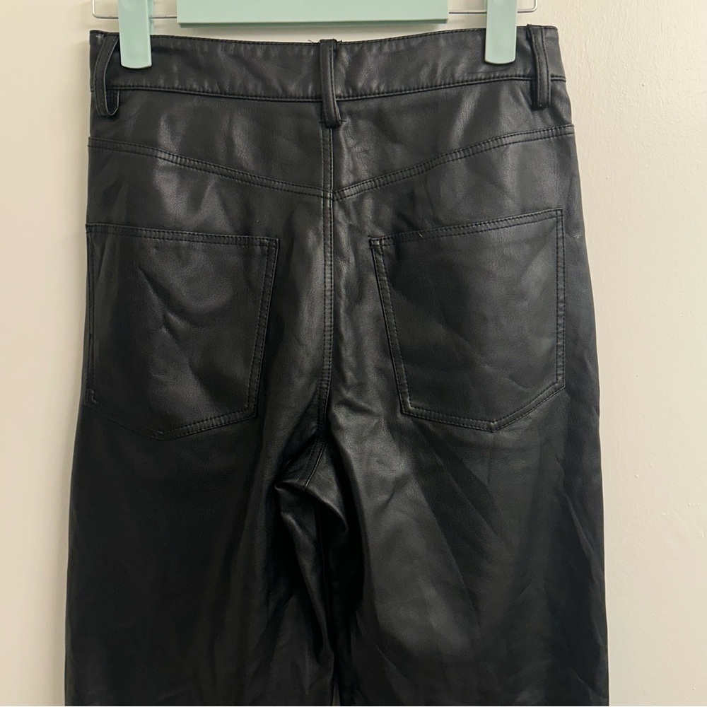 Zara Faux Leather Black Pants Sz 3 Eur Sz 34 - Picture 5 of 9